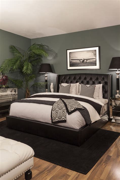 Green Bedroom With Black Furniture